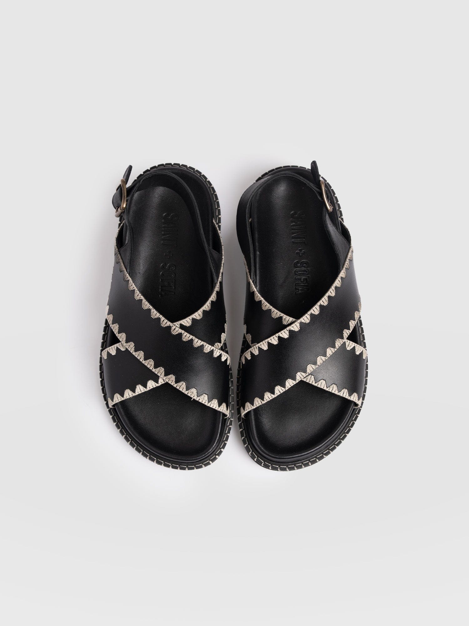Bonnie Cross Over Sandals - Black - Women's Shoes | Saint + Sofia® USA